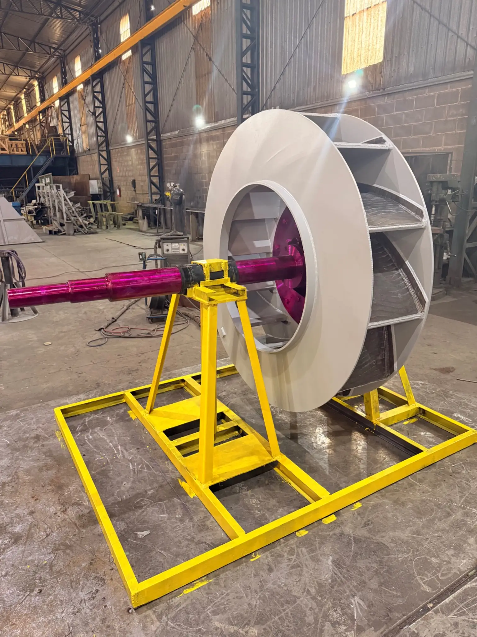 Kleema impeller on a yellow structure, with blades and inlet opening visible